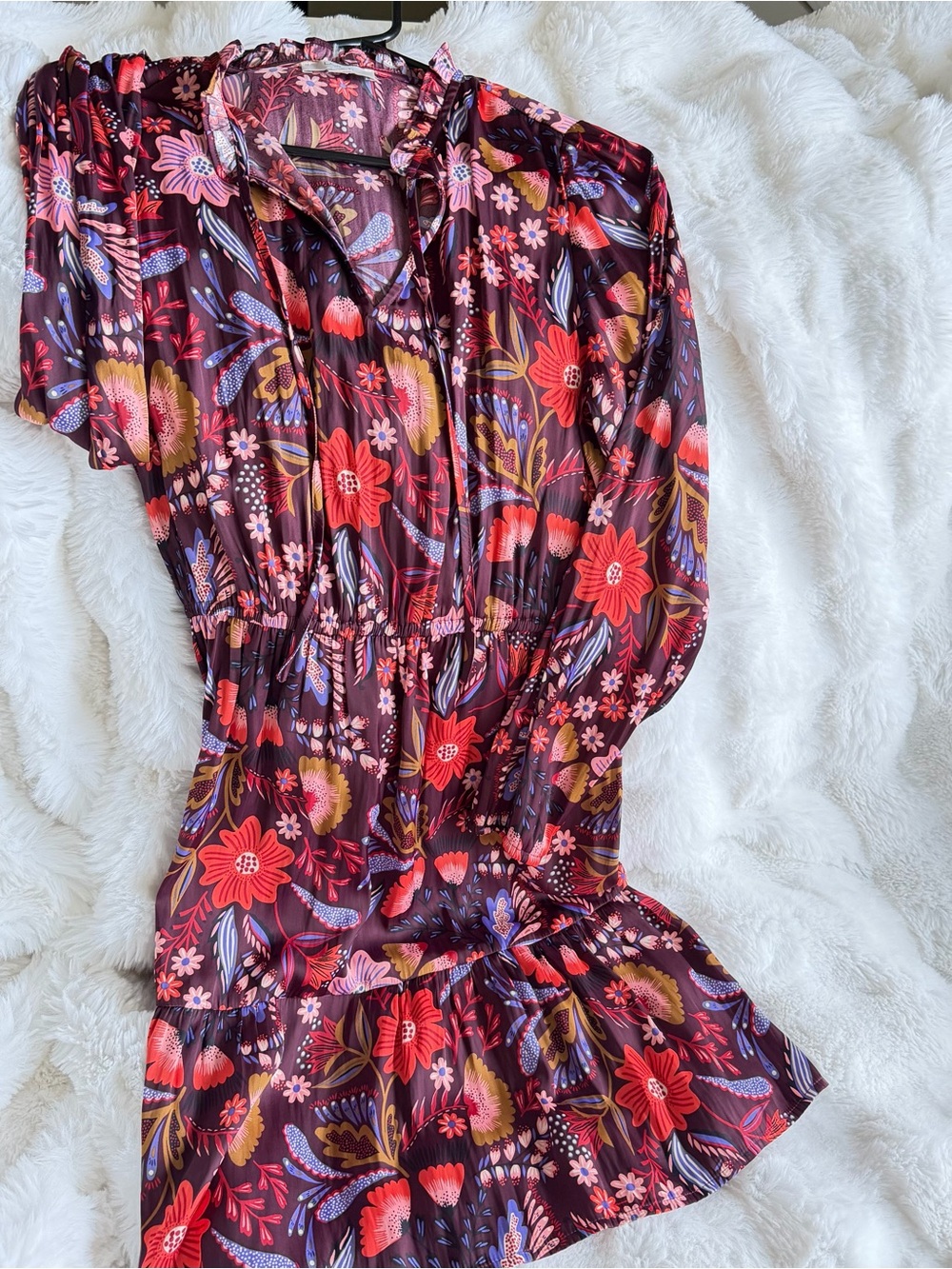 LOFT Outlet Petite Floral Blouse in Red, Orange, Purple Sz SP